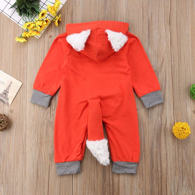 Noubeau Newborn Baby Girl Boy Halloween Cosplay Cartoon Fox Coat Fur Bodysuit Jumpsuit Hooded Playsuit Romper Outfit (12-18 Months) - Image 4